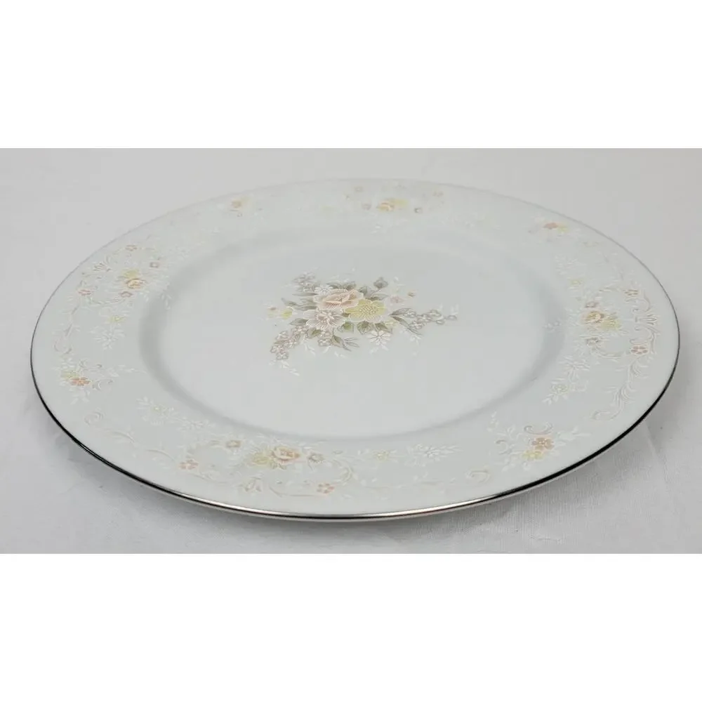 Crescent Fine China Jie Pai Dessert Plate Painted Golden Flowers and Accents